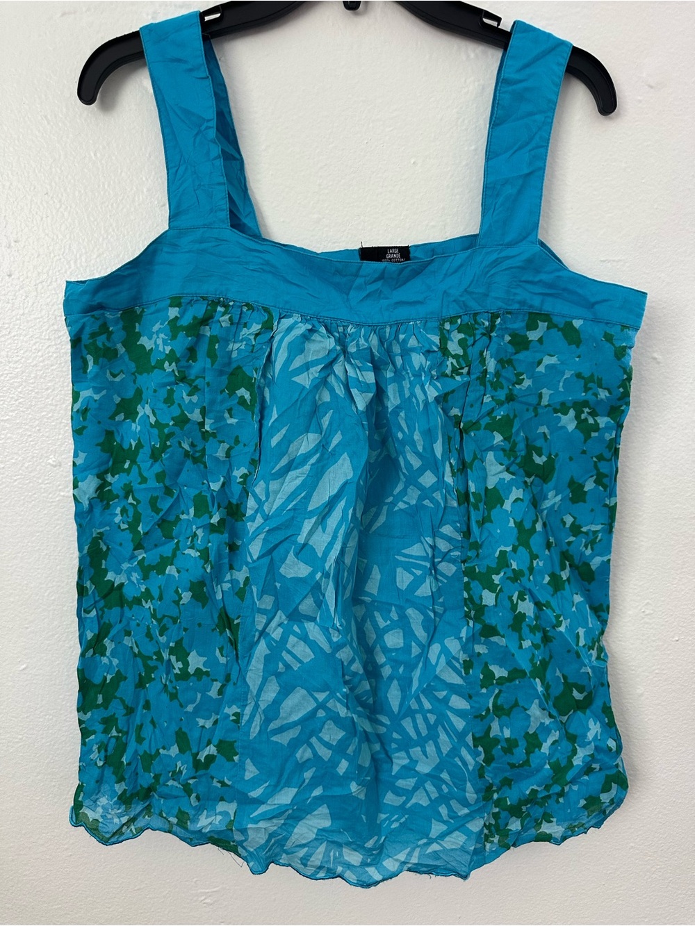 Mixit Tank Top Vintage Y2K Blue-Green Abstract Print Size L